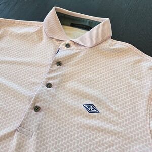Greyson Clothiers Mens Pink Geometric Print Golf Polo Shirt Size M RN 155950